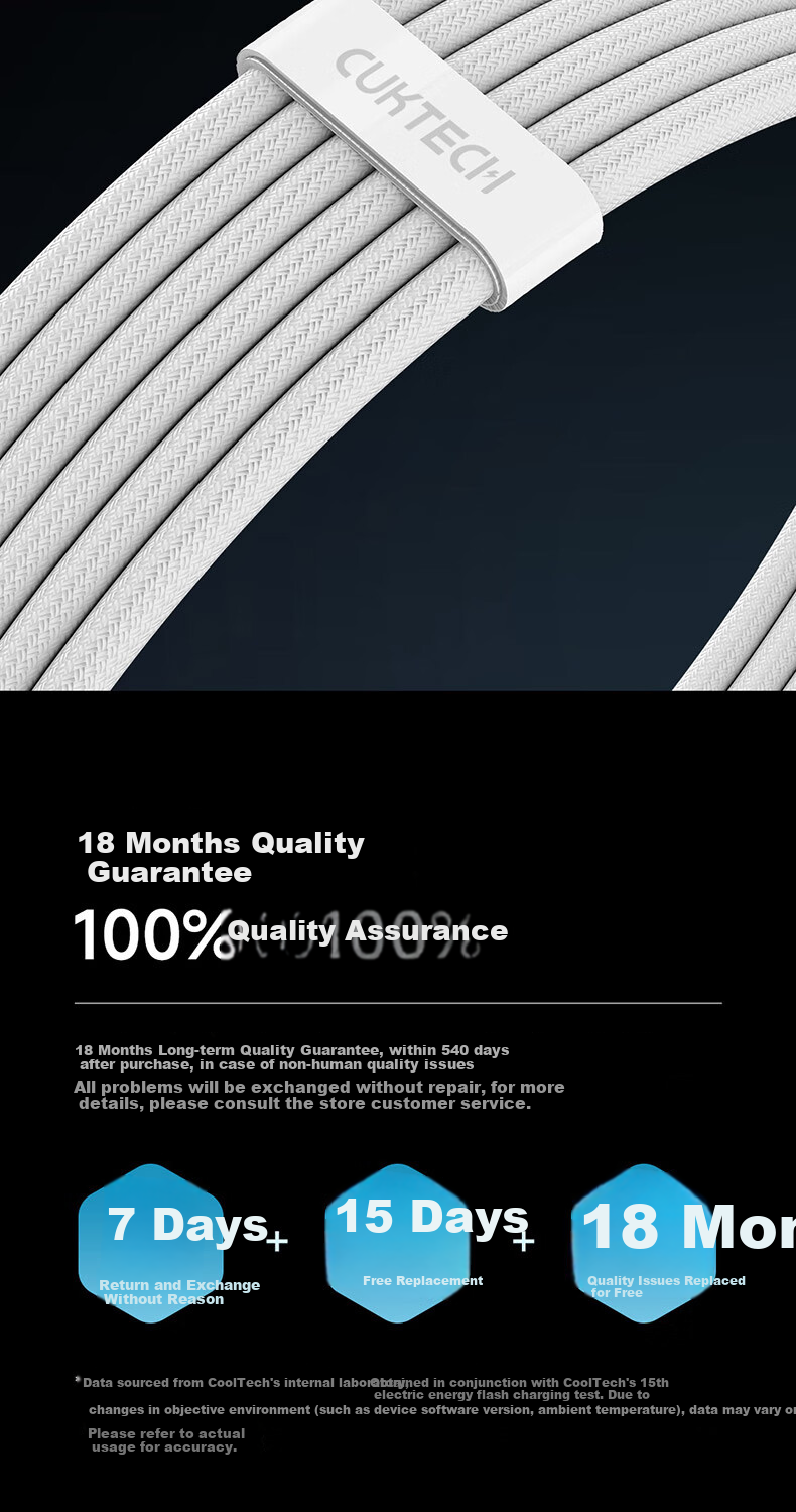 CUKTECH Kuteke Charging Cable, Type-C Data Cable, 240W High-Power PD3.1 Fast Charging, 5A Data Transfer, Suitable for Xiaomi, Apple 18/17, Huawei Phones And Laptops 9