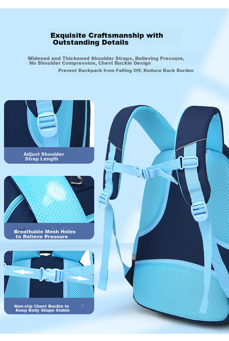 Edison Elementary School Backpack for Grades 1-3, Lightweight, Water-Resistant, Multi-Compartment, Reflective Children's Backpack 310-1ss 7