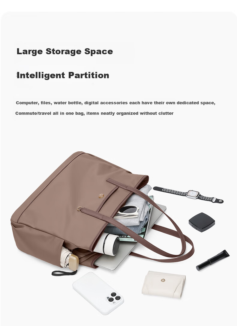 GOLF Shoulder Bag for Women, Three-Layer Large Capacity Tote Bag, 14-Inch Handheld Laptop Bag, Commuter Water-Resistant Bag, Women's Handbag 12