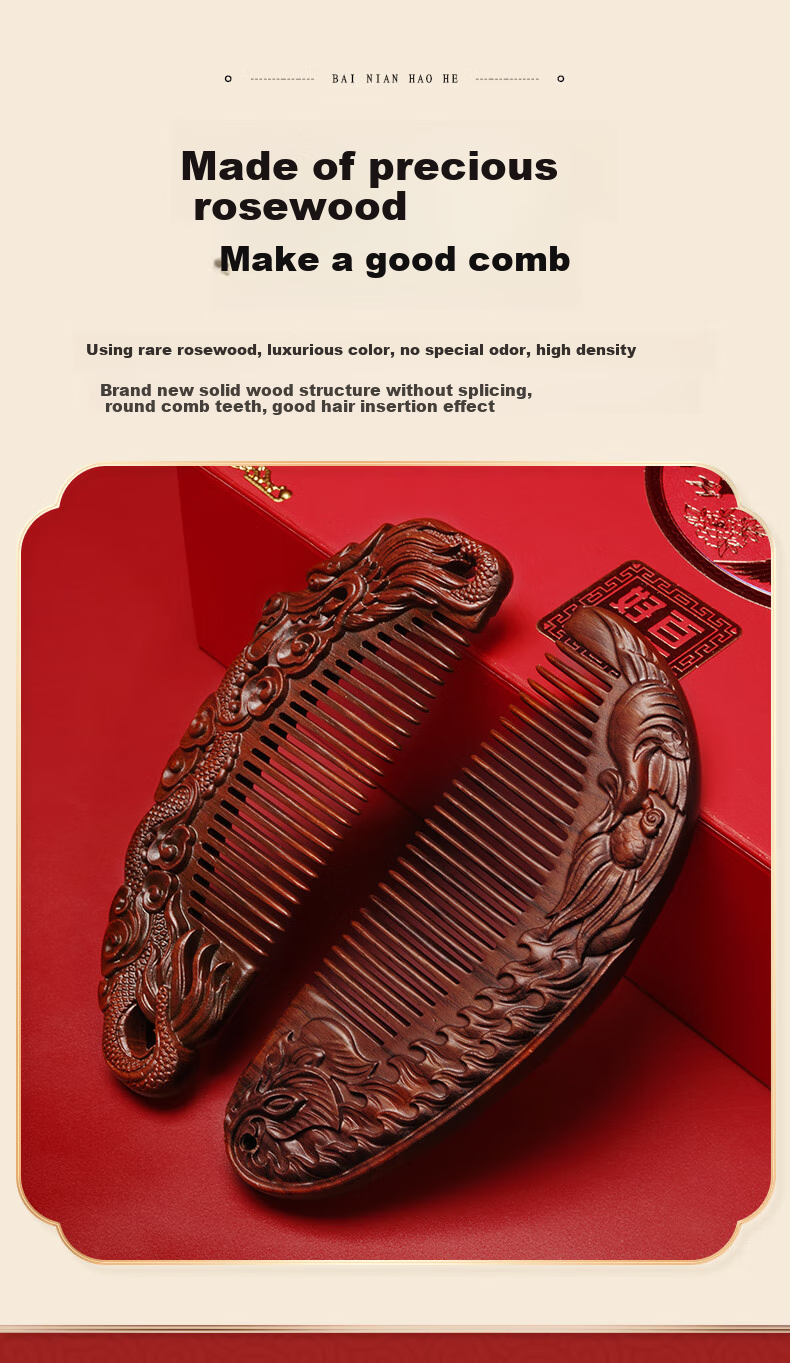 Chaojun Natural White Buffalo Horn Comb Wedding Gift for Bride, Groom, High-End Practical Present for Best Friend, Girlfriend, Wife, Dowry, Wedding Companion, Elegant And Classy New Marriage Gift Box 3