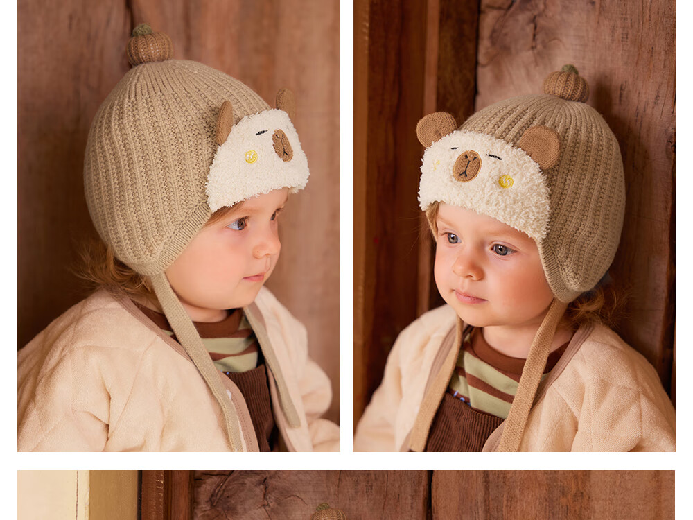 Betis Baby Hat Autumn Winter Infant Boys Windproof Warm Knitted Earflap Hat Spring Autumn Woolen Cap 2