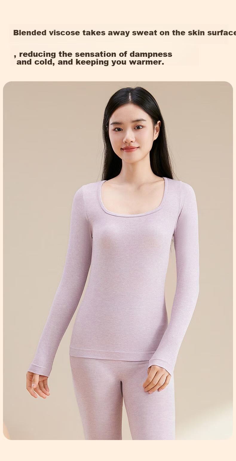 FENTENGCARE Women's Thermal Underwear, Antibacterial, Slimming, Butt-Lifting, Tummy Control, Square Neckline Base Layer Autumn Top And Pants, Gift for Wome 12