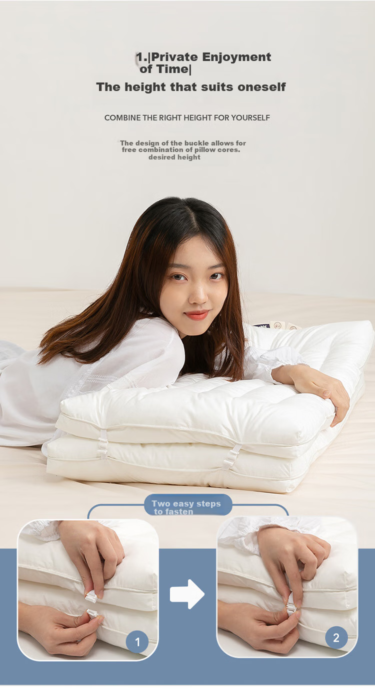 Dohia Pillow, All-Cotton Antibacterial Washable Children's Pure Cotton Comfortable Soft Pillow Core, Low Pillow Single Piece 60*40cm 11