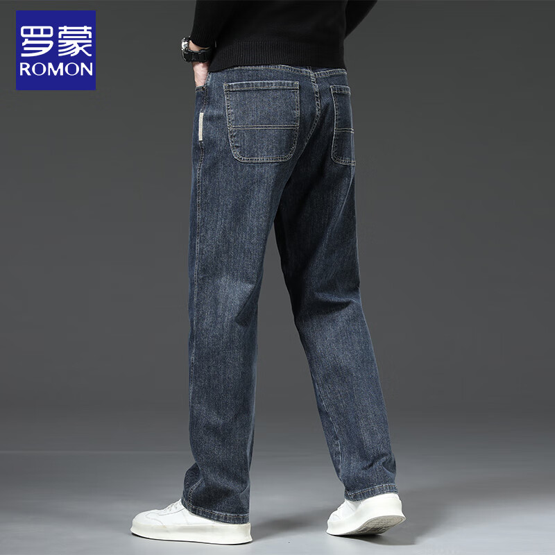 Джинсы Romon [Cotton Stretch] мужские, бизнес-кэжуал, дышащие, узкие, прямые, сине-серые, размер 36