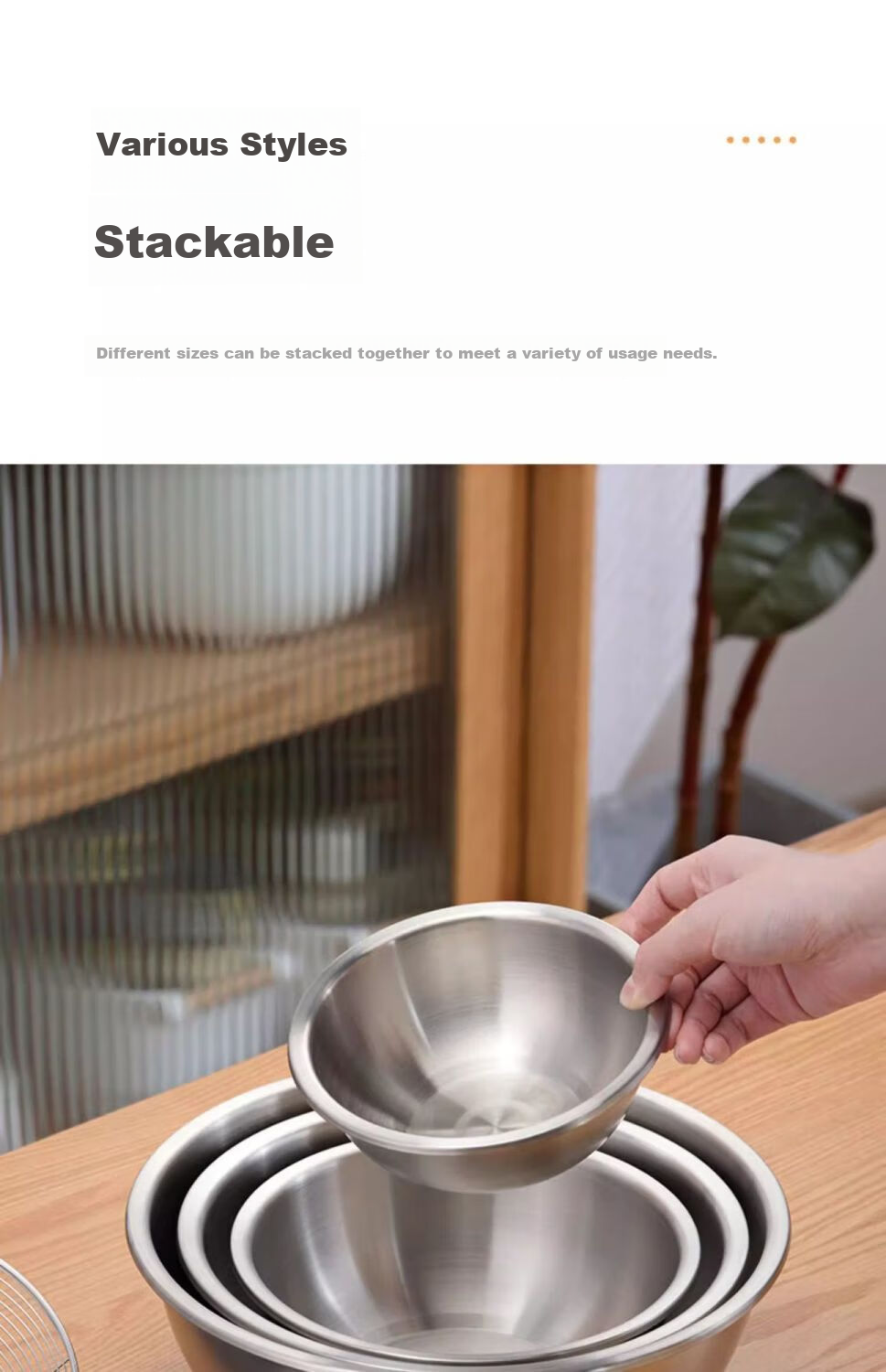 CHAHUA 304 Stainless Steel Kitchen-Specific Soup Bowl And Vegetable Bowl, Thickened Food-Grade Material, Shatterproof Vegetable Washing Bowl And Noodle Bowl, 16cm 10