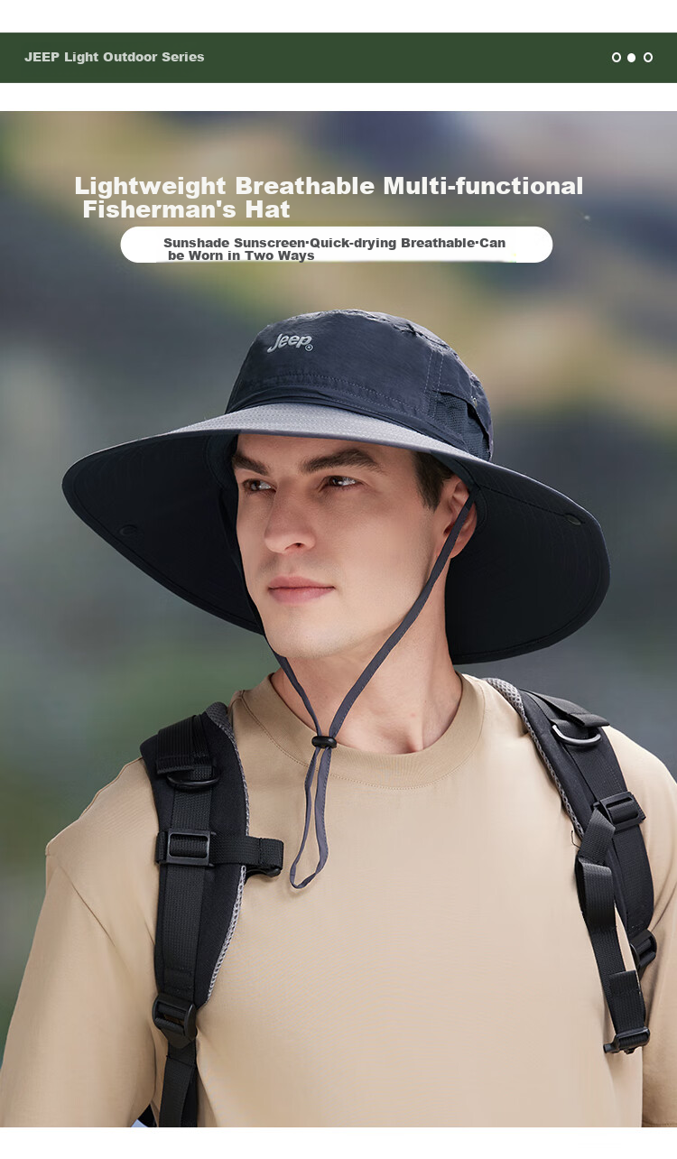 JEEP Sun Protection Hat for Men, Sun Visor Cap, Fisherman Hat, Fishing And Hiking Hat, Summer Outdoor Hat for Men, Dark Spring Gree 1