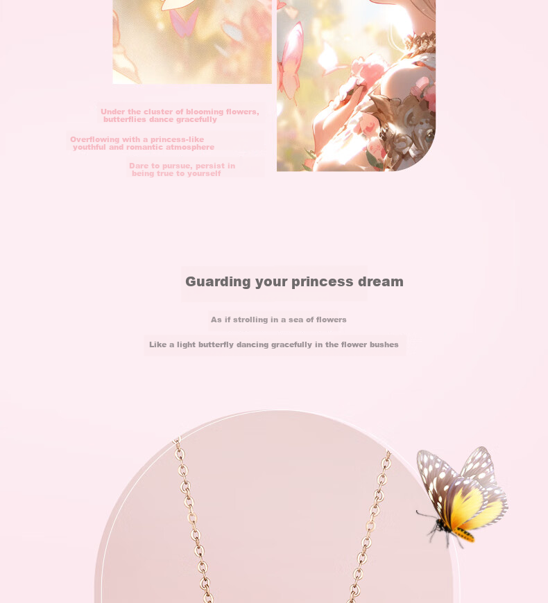 Disney Butterfly Promise Silver Necklace for Women, Runaway Princess Butterfly Necklace, Elegant Birthday Gift for Girlfriend 3