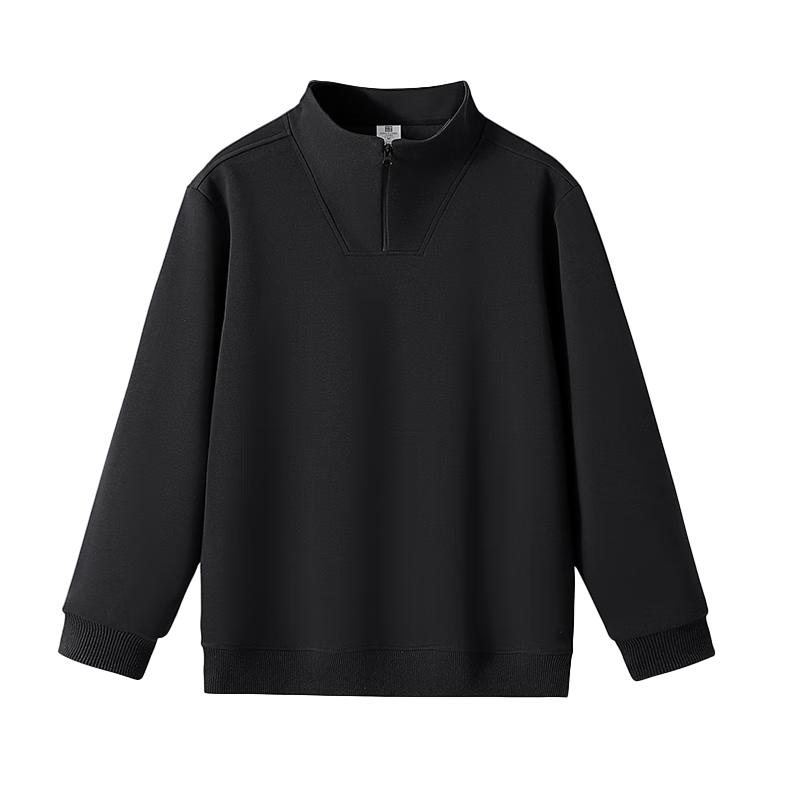 ROMON Half-Zip Sweatshirt Men Spring Business Casual Stand Collar Long Sleeve Base Shirt Middle-Aged and Young Turn-Down Collar Jacket Trendy Size L