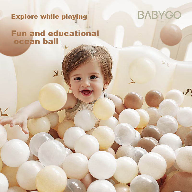BG-BABYGO Ocean Ball Baby Toy, Chewable Boba Ball, Indoor Children's Game, Colorful Balls, Star Upgrade, 50 Pieces