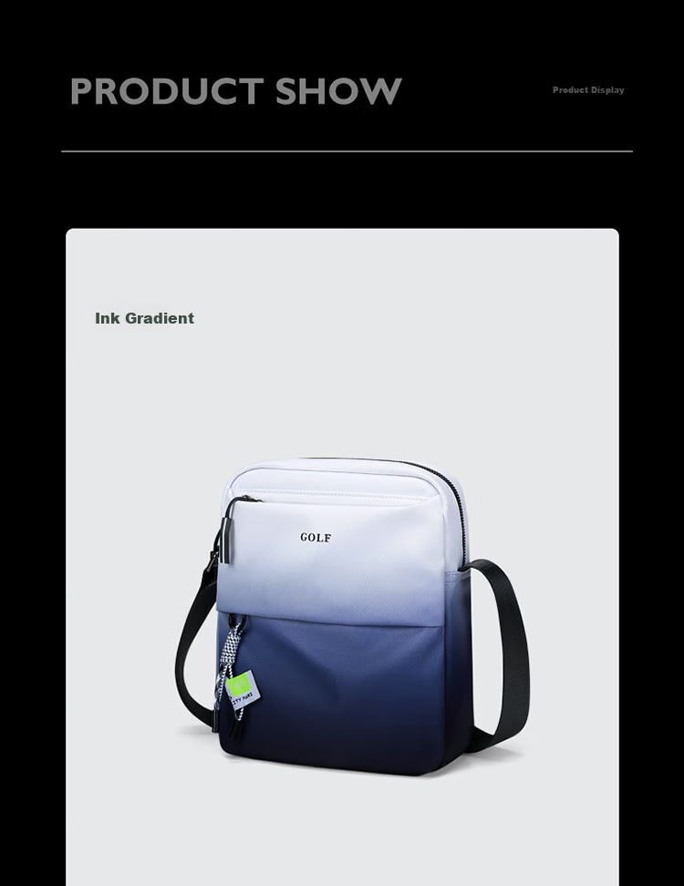 GOLF Shoulder Bag for Men And Women, Gradient Casual Sports Bag, Commuter IPad Phone Bag, Water-Resistant Travel Bag 17