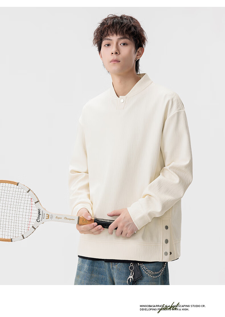 MMOPTOP Japanese Style Vintage Henry Collar Sweatshirt Autumn Winter Men's Warm Casual Sweatshirt MWY28 Coffee XL 3