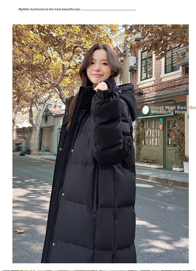 Yalu Solid Color Long down Coat for Women, Winter 2026 New Style, Loose-Fitting Over-Knee Thickened Warm Couple's Mid-Length Coat for Outdoor Activities 23