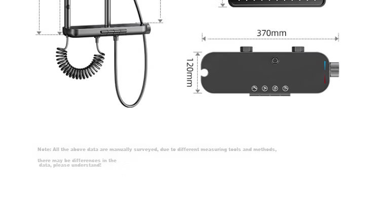 ILeddog [Germany] Shower Head Set, Home Full Piano Key Design, Bathroom High-Pressure Shower Head 8006 16