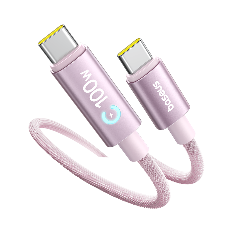 Baseus Dual-Head Type-C Smart Power-Off Charging Cable PD100W Super Fast Charge 5A Data Cable for Huawei Honor Xiaomi Apple iPhone 17/16/15 iPad Laptop 2m