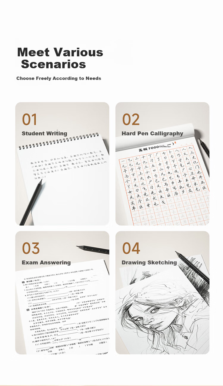 [ SHIGUANGXUE ] HB Thick White Pencil Set with Eraser And Cap, Name Stickers for Primary School Students in Grades 1-3, Graphite Pencils for Children And Kindergarten Stationery Supplies 4