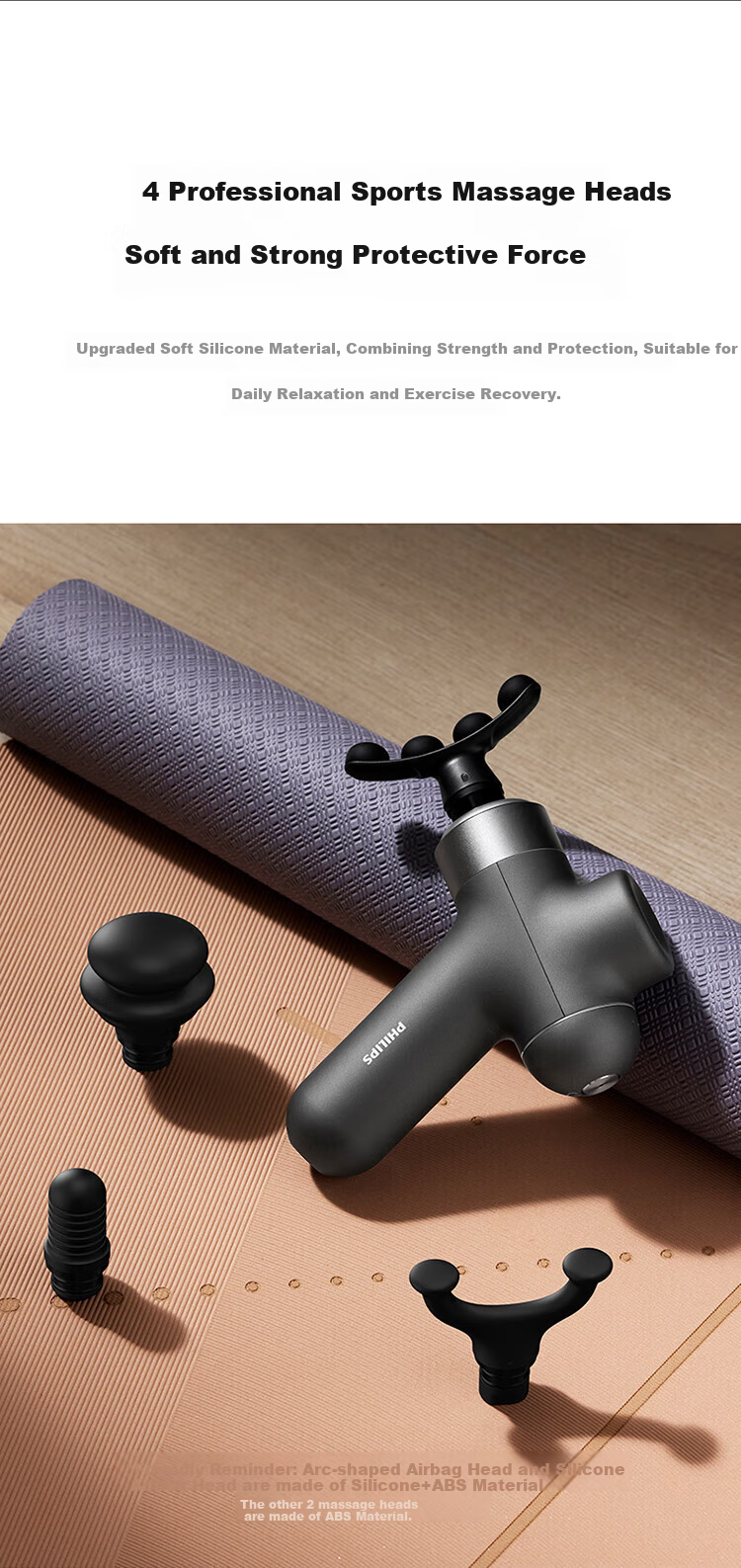 Philips Self-Help Fascia Gun Massage Gun for Waist, Back, Shoulders, Neck Full Body Muscle Relaxation Multi-Function Vibrating Massager 3504G Birthday Holiday Gift for Men and Women 3