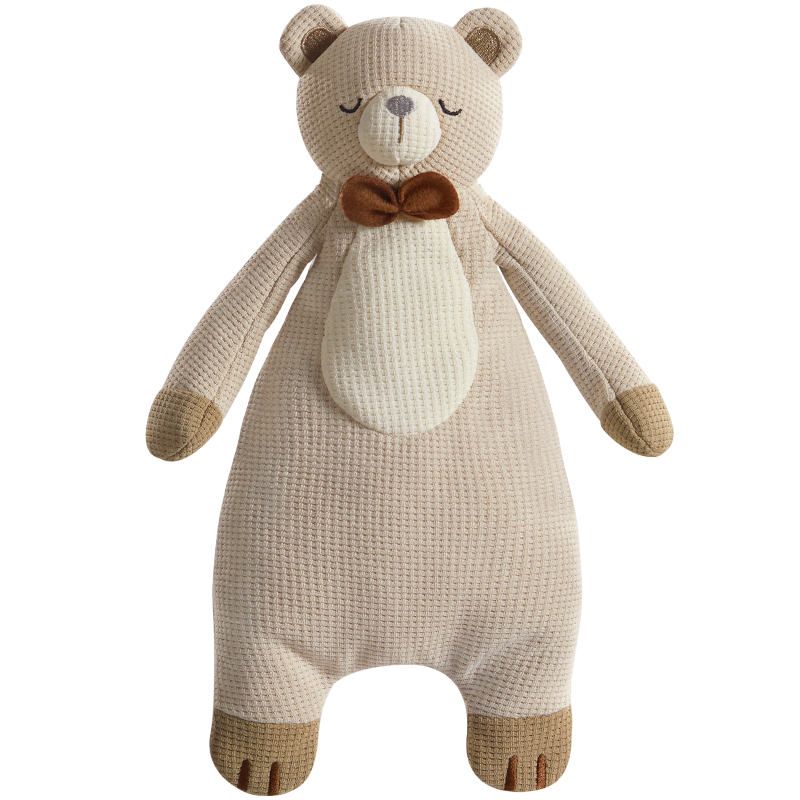 Auby Infant Toy Waffle Bear Comfort Blanket Baby Soothing Plush Hand Puppet Newborn Gift