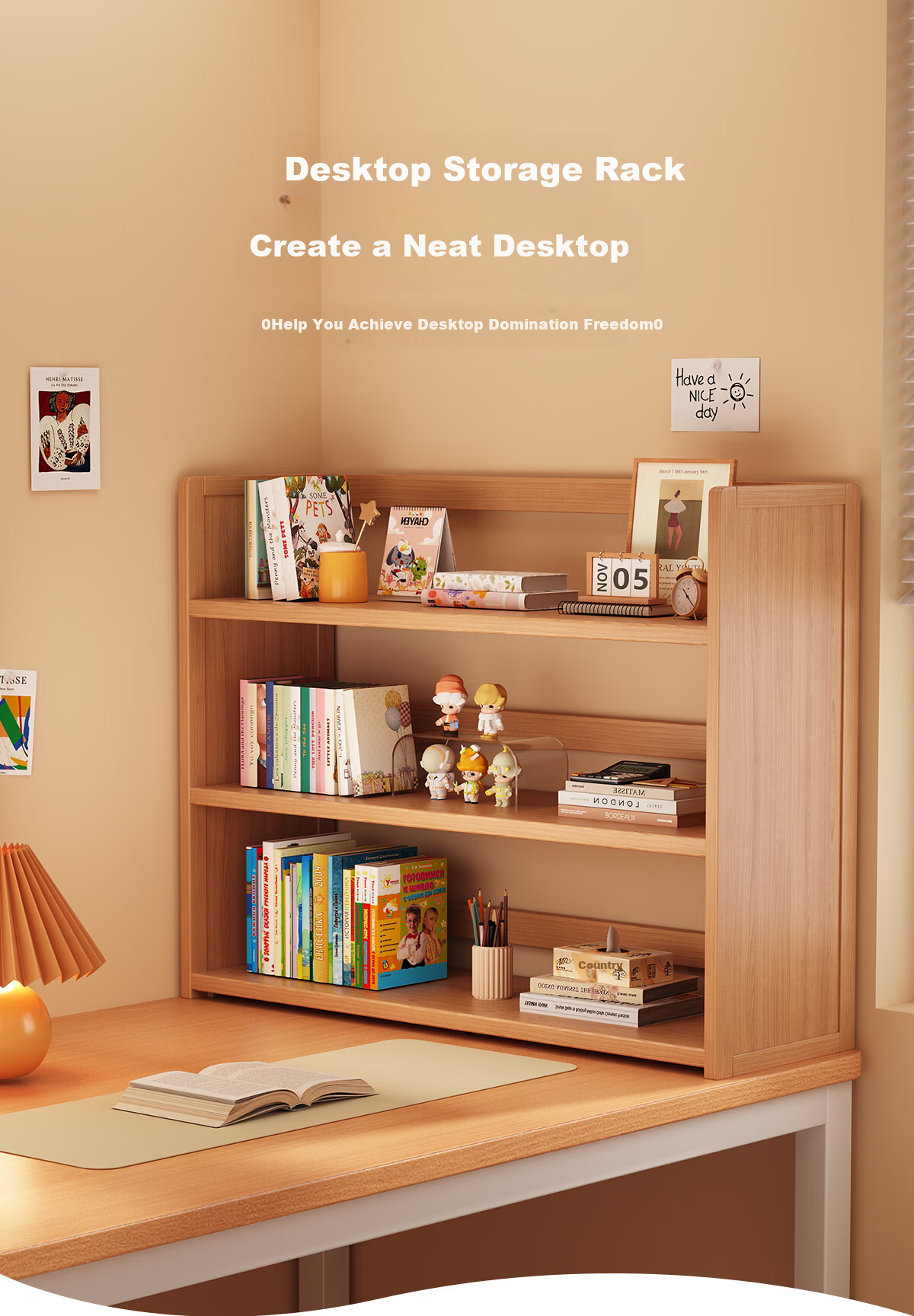 XIAOJIANGCAI Bookshelf Storage Rack, Office Desk Organizer, Home Multi-Layer Student Dormitory Storage, Multifunctional Three-Tier 65 1
