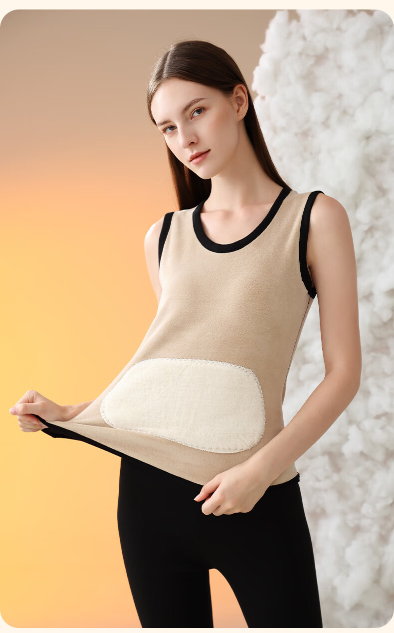Me Feeling Women's Thermal Vest Autumn Winter New Thickened Fleece Lamb Wool Innerwear Seamless Insulation Undershirt Vest 1