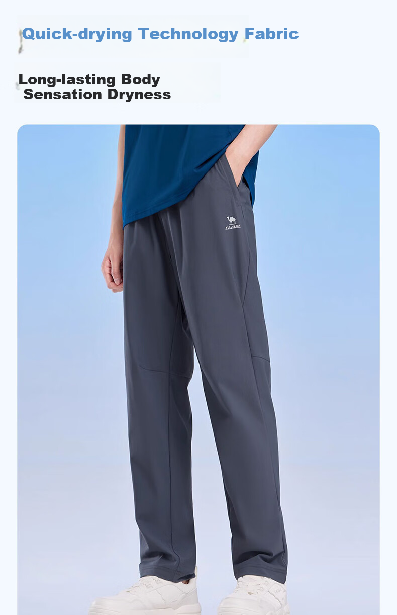 CAMEL Ice Silk Casual Pants for Women, New Summer Style Loose Straight-Leg Sun Protection Quick-Dry Long Trousers Running Sports Pants 5