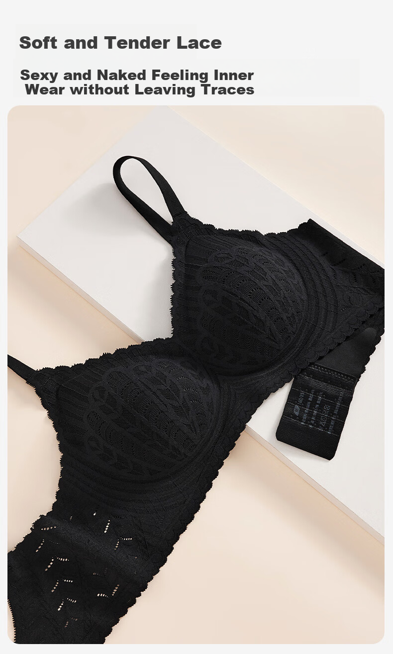 Fenteng Wireless Bra for Women, New Antibacterial Latex Light Cup Sexy Lace Anti-Spillage Underwear for Wome 6