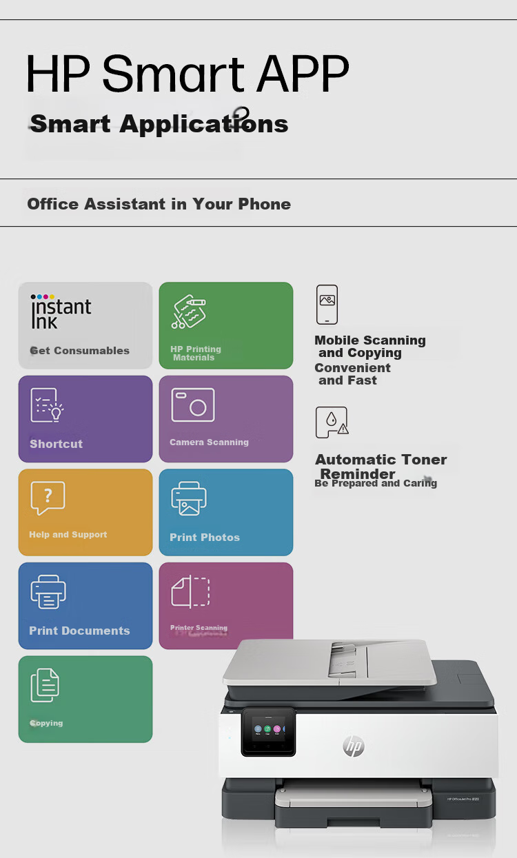 HP 8120 All-In Color Multifunction Printer (High-Speed Duplex Printing, WeChat Printing, Star Model) 9