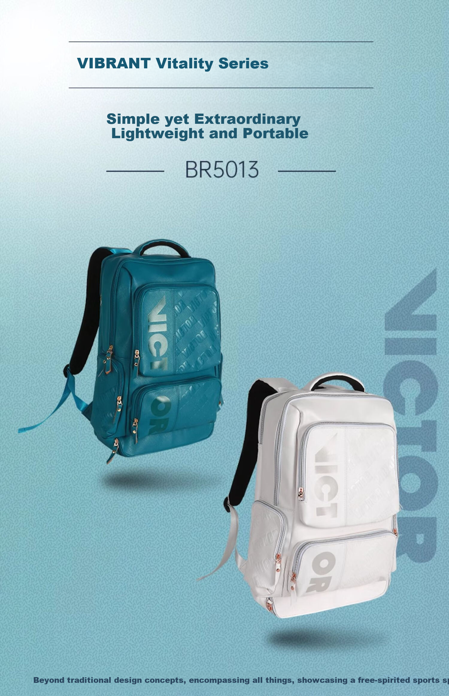 VICTOR Badminton Bag, Large Capacity Backpack, Racket Compartment, Sports Badminton Racket Bag, BR5013, Light Pink 5