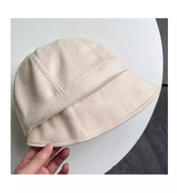 XUEXIMAN Women's Face-Slimming Fisherman Hat Autumn Winter Maternity Cap Large Head Circumference Octagonal Beret Japanese Style Small Brim Bare Face Stacked Hat 14