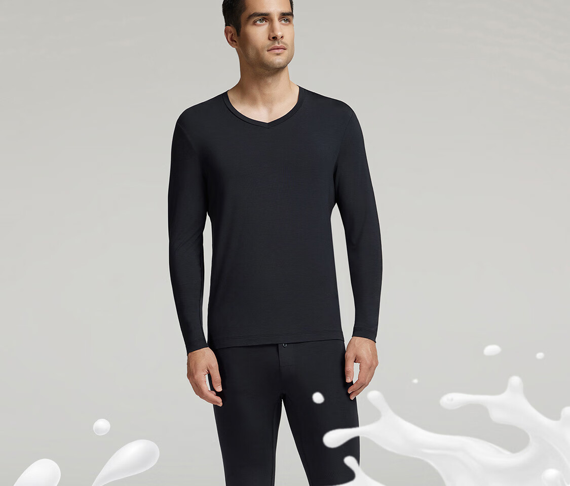 Aimer Men's Thermal Underwear, Thin Base Layer Set, Antibacterial And Anti-Static, NS74K461, Blue, Size 170 2