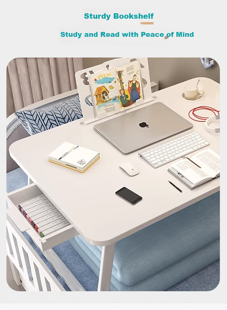 Quanpinwu Foldable Adjustable Bed Laptop Desk, Small Table for Student Dormitory, Large Lazy Desk for Home Use 4