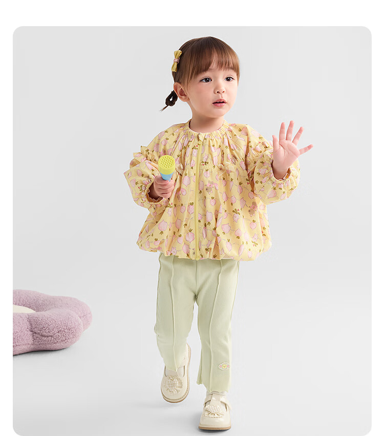 BALABALA Children's Outerwear, Girls' Coat, Puff Sleeve Top, Autumn Wear, Bow Tie Sweet Style, 209325105001 6