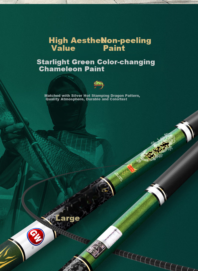 GW Fishing Rod Xuance Ji Big Fish Version, 8.1 Meters, Grass Green Big Fish Platform Fishing Rod, Powerful Pulling Big Fish Rod, Fishing Rod for Finding Large Fish 4