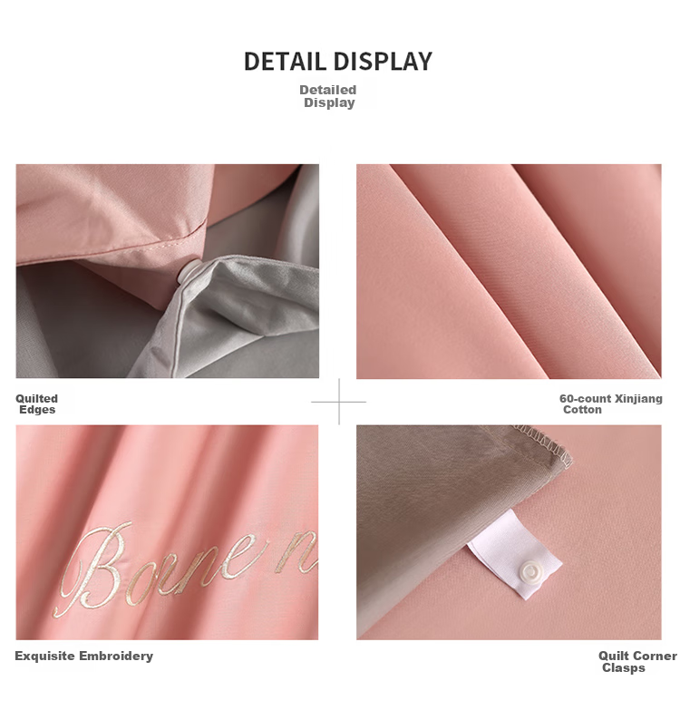 Dohia Pure Cotton Bedding Set of Four Pieces, 60-Count Pure Cotton Embroidered Bed Sheet And Duvet Cover Set, Bedding Kit for 1.8-Meter Bed, 229*230cm 12