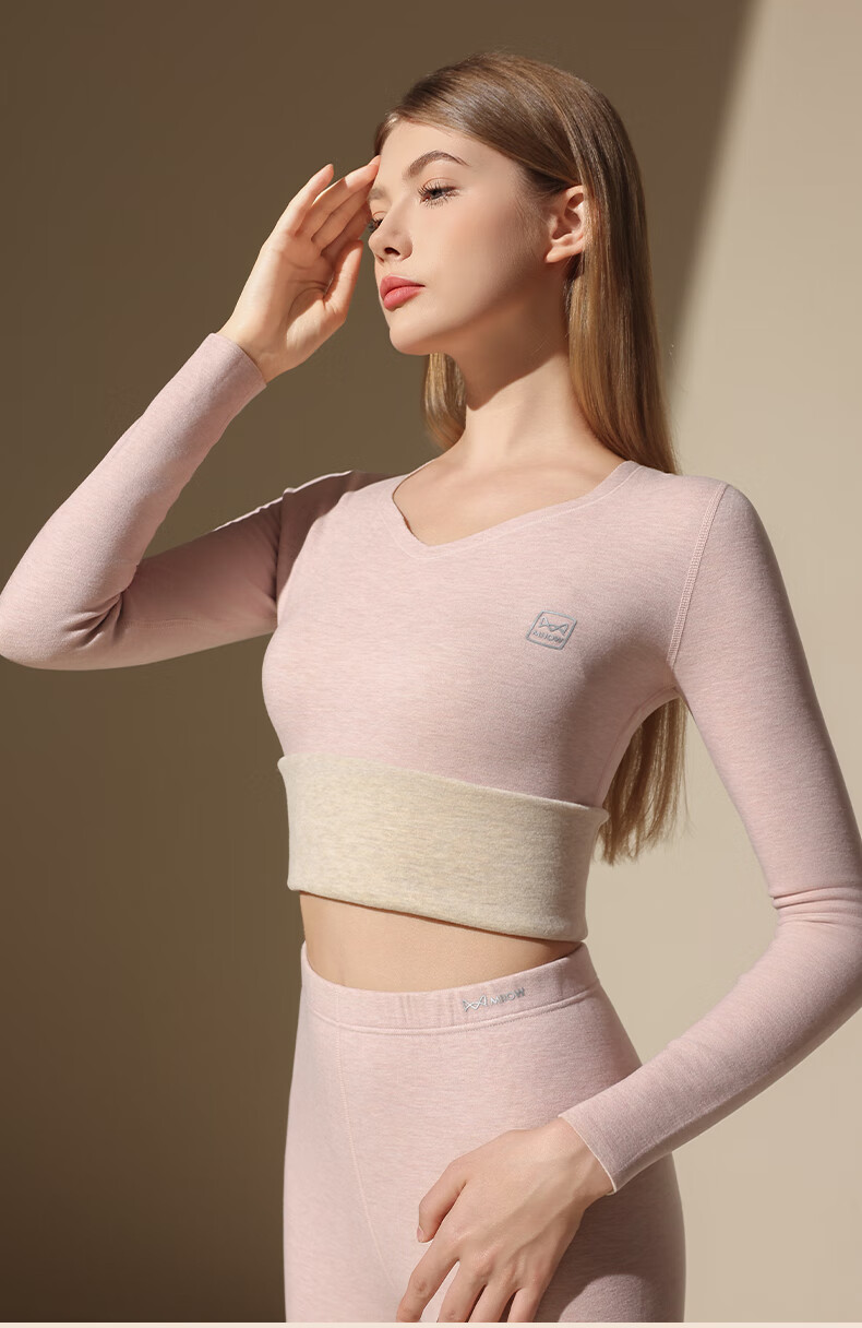 MiiOW 【Goose Down Silk】2025 New Warm Underwear Women's Half High Collar Cashmere Thermal Thickened Autumn Clothes Autumn Pants Set 4