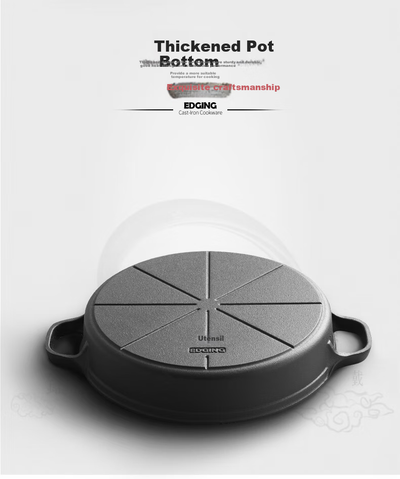 Dianjiang Cast Iron Skillet, 30cm Thick, Uncoated Iron Griddle Pan, Suitable for Pancakes, Eggs, Dumplings, And Steak 5