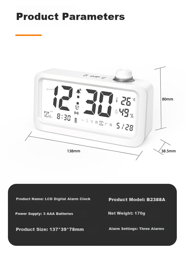 Compas Electronic Alarm Clock, New Smart Design for Students, Powerful Wake-Up Device for Children, Essential for Back-To And Graduation, Desktop Light-Sensitive Clock B2388A Green Back-To Seaso 13
