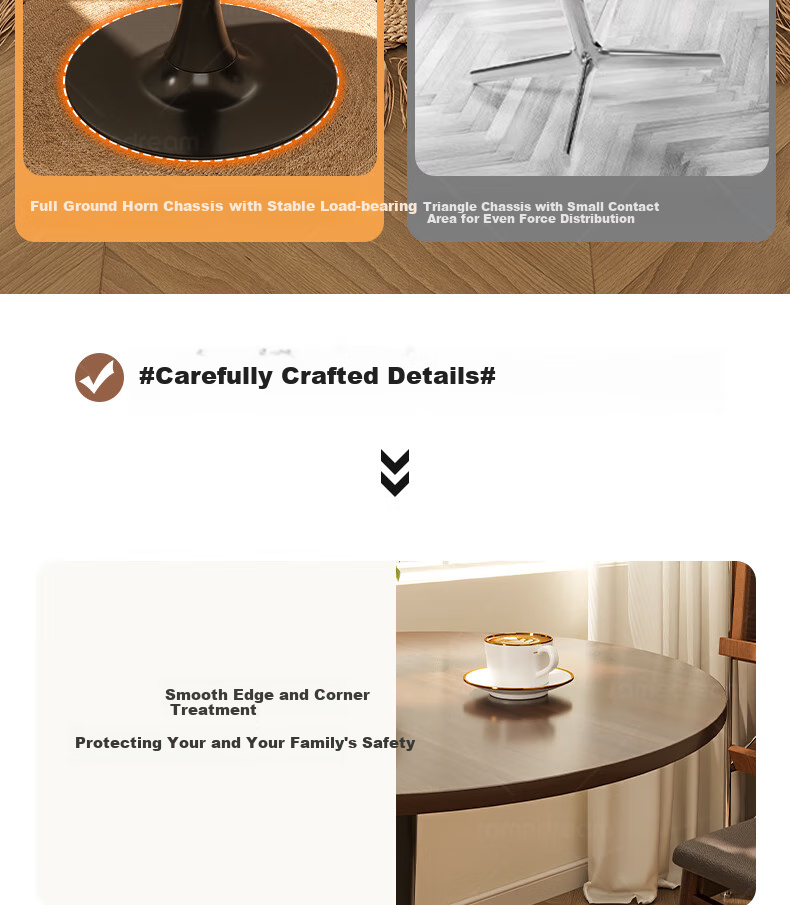 XIAOJIANGCAI Round Dining Table for Home, Small Apartment Restaurant Table, Balcony High-End Table, Tulip Negotiation Table, Walnut, 70*73 15
