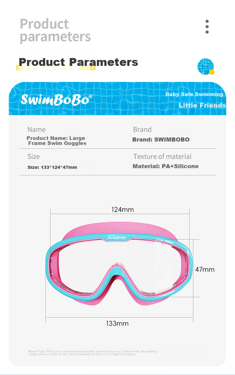 Swimbobo Children's Large Frame Swimming Goggles, High-Definition Anti-Fog Waterproof Diving Glasses for Boys And Girls, Swimming Equipment S007 Blue Yellow 4