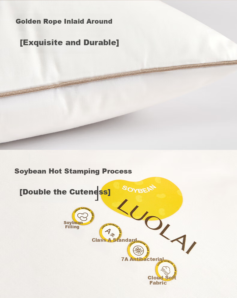 LUOLAI Home Textiles Pillow Core, 100% Cotton Washable Class A Antibacterial Soybean Pillow Core Cervical Pillow, Pack of Two 18