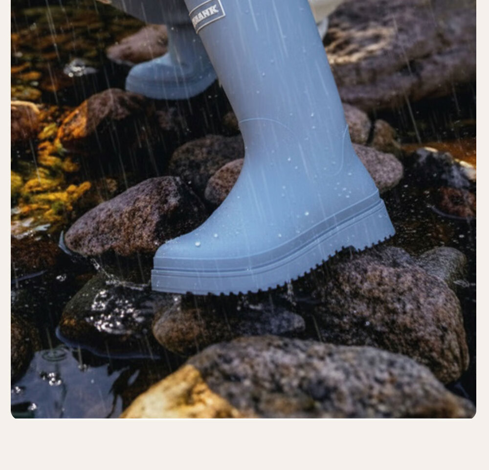 Paul Frank Women's Fashion Rain Boots Camping Outdoor Waterproof Non-Slip Rubber Shoes Blue Drawstring Style Size 40 6