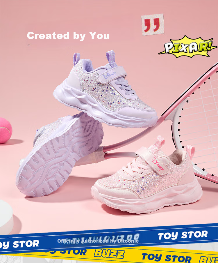 Disney Girls' Sports Shoes, Children's Outdoor Comfortable Running Shoes, Trendy Versatile Casual Shoes for Older Kids, Light Pink, Size 31 3