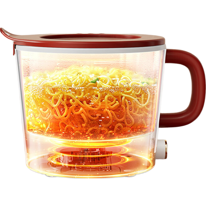 AUX Electric Cooking Pot, Noodle Cooker, Small Electric Kettle, Electric Steamer, Multi-Functional Instant Noodle Hot Pot for Student Dormitory, 1.2L Capacity for One Person, KMT-DR204