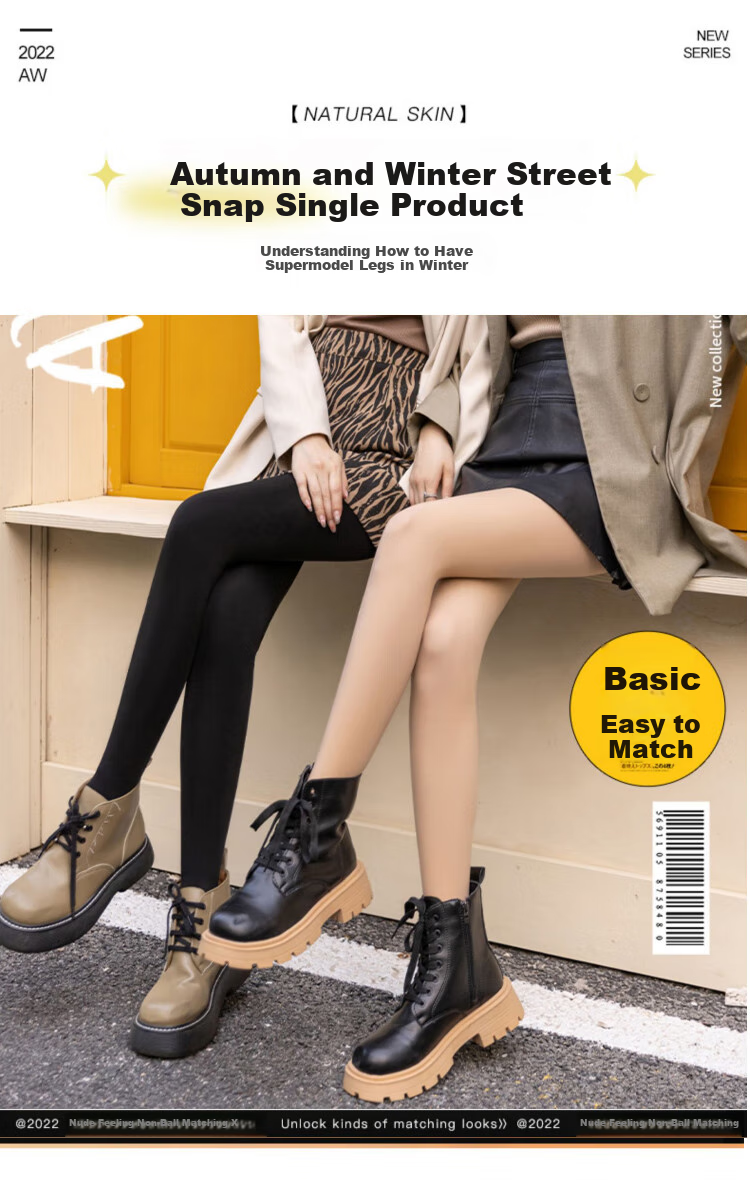 LangSha Women's Leggings for Outdoor Wear, Bare-Leg Effect, Spring Autumn Winter Fleece-Lined Thick Warm Cotton Pants Socks, Two Pairs of Thick Autumn Pants 11