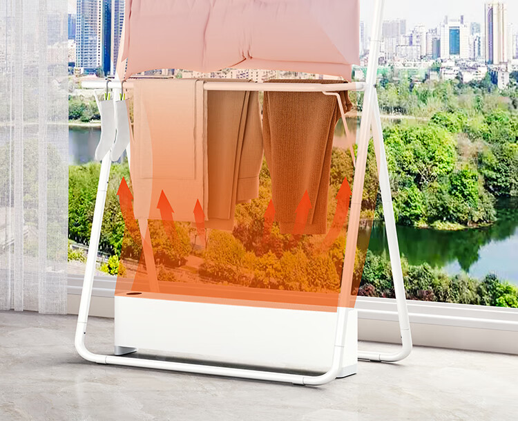 QIAONAMEI Floor Standing Clothes Drying Rack with Skirting Board, Coat and Hat Rack, Clothes Dryer, Quilt Drying Rack Model 4255 15