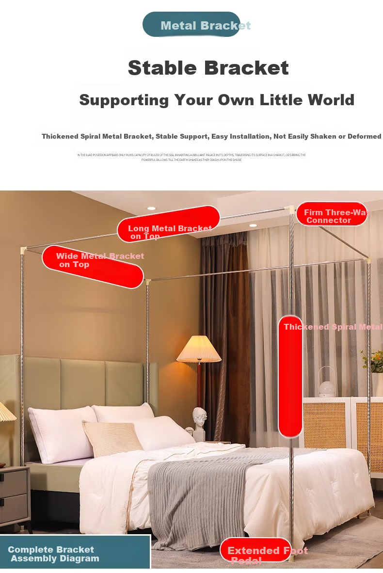 AVIVI Mosquito Net for Home Use, Square Top Mosquito Net with Three Doors, Mosquito Net Frame 1.8x2 Meters White Shadow Moon Lotus [Stainless Steel Frame] 8