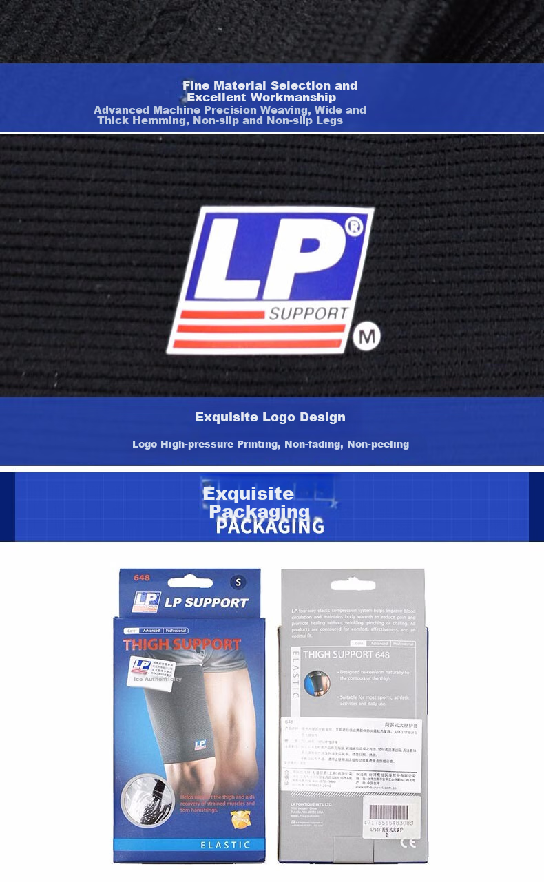 LP 648 Sports Thigh Support, for Running And Fitness, Badminton And Basketball Thigh Sleeve, Single Pack, Black, Size M 6