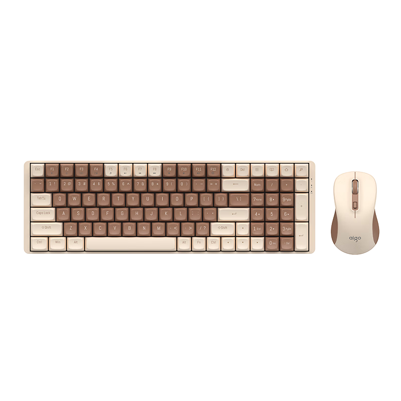 Aigo CK100 Wireless Keyboard and Mouse Mechanical Switch 2.4G Connection Gaming Business Office Universal High-Value Mechanical Keyboard and Mouse Set Coffee Color Red Switch