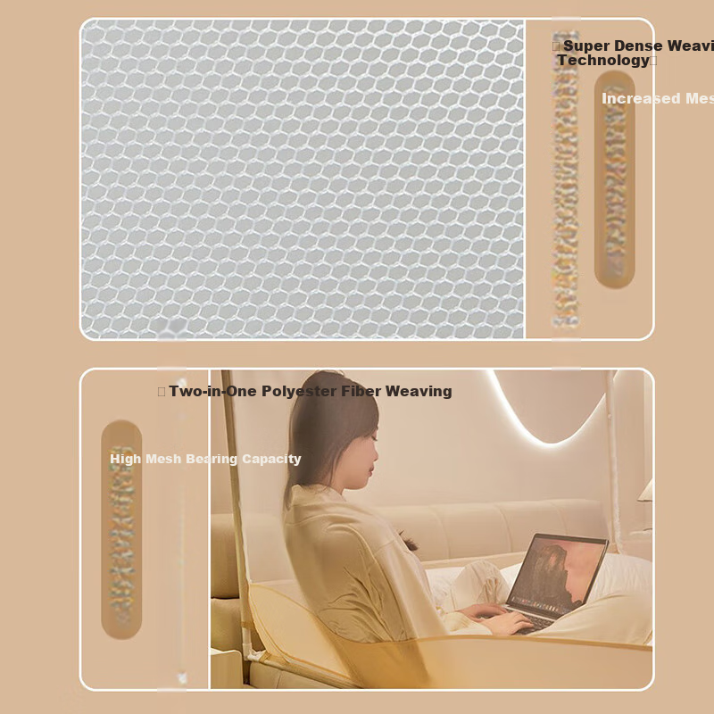 Maoren Class A Mosquito Net for Home Use, Baby Fall Prevention Fence, Three-Door Design, 1.8×2 Meters, Yuanqi Yellow [Strengthened Frame]