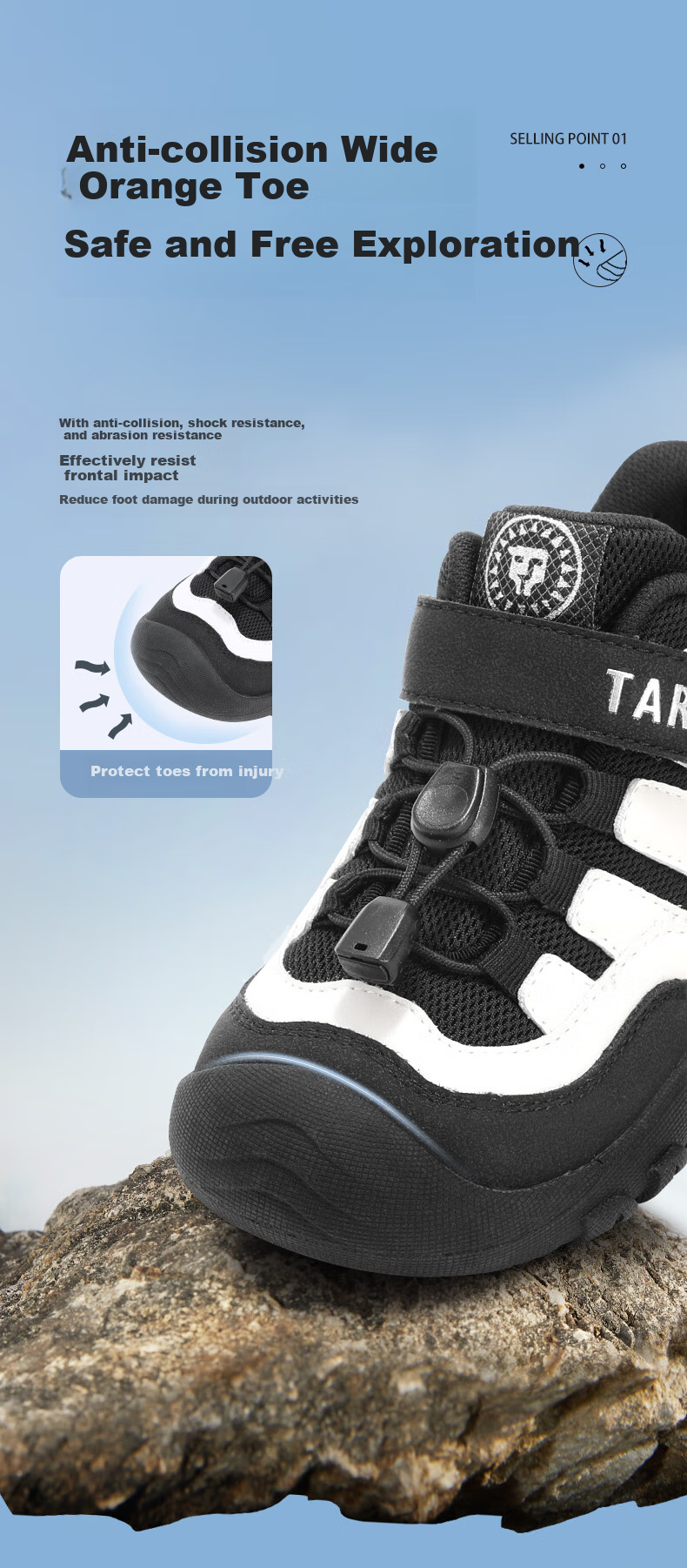 TARANIS Spring Children's Sports Shoes, Boys' Closed-Toe Anti-Collision Balance Bike Shoes, for Ages 2-6, Outdoor Running Shoes, Ginger Yellow, Size 27 3