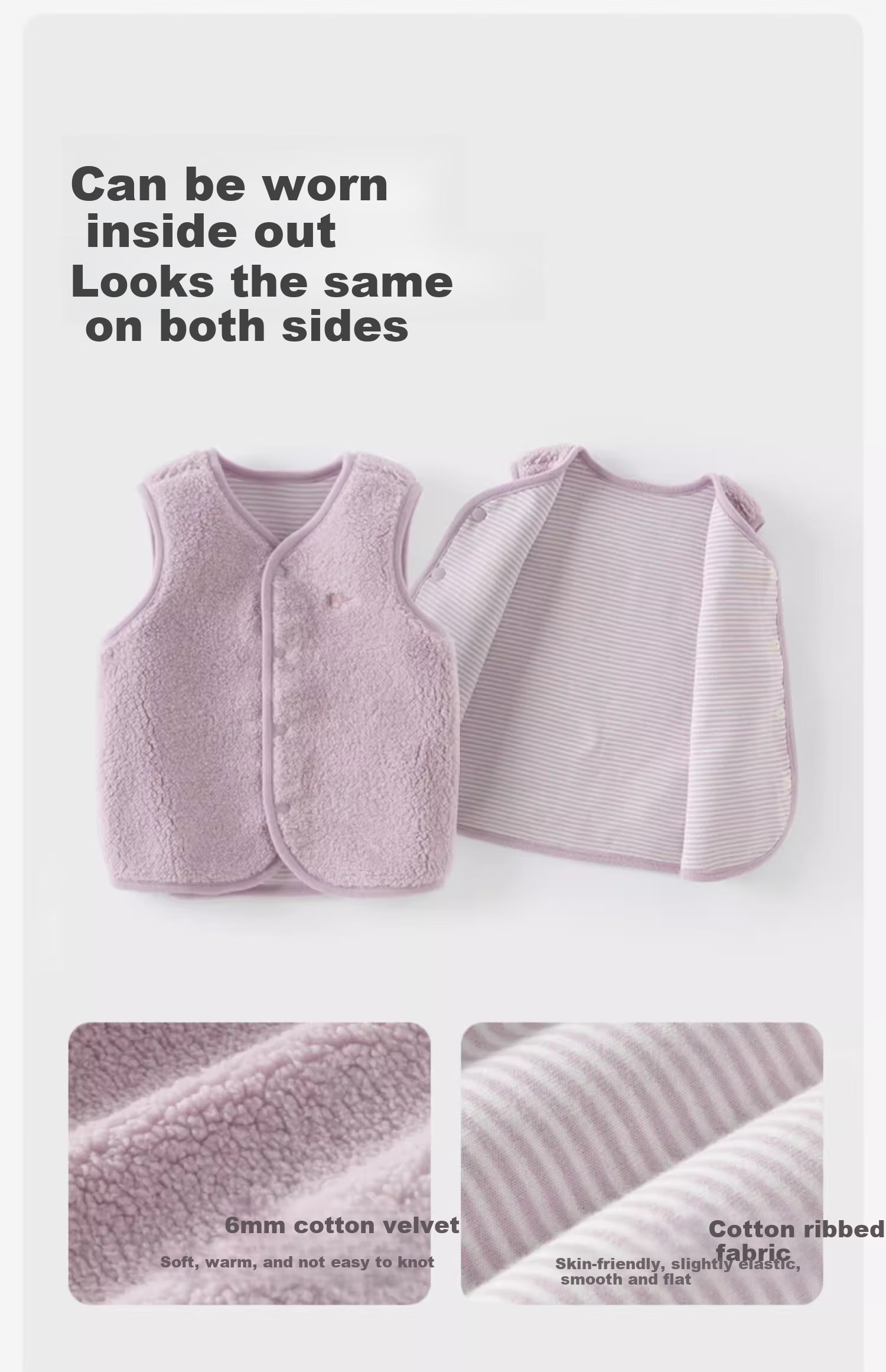 DAVE & BELLA Children's Vest, Reversible Faux Sherpa Waistcoat, Autumn And Winter Outerwear for Boys And Girls 2